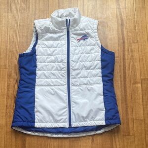 GUC Team Buffalo Bills Mafia Football NFL Women's White Blue Puffer Vest winter